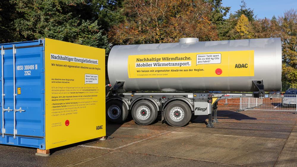 Mobiler Wärmespeicher aus der ADAC-Projektberichterstattung zur Wärmeversorgung in Penzing.
